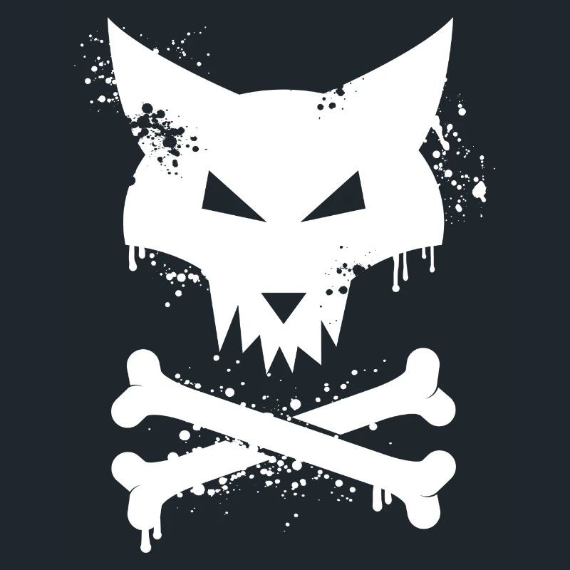 Fox head graffiti with bones in white