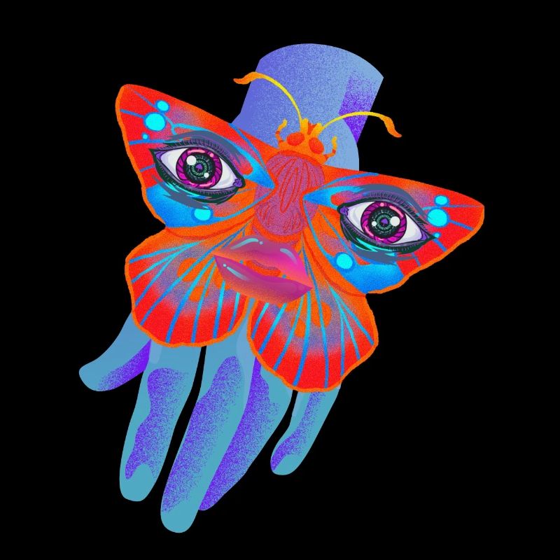 Psychedelic Moth -colorful trippy design