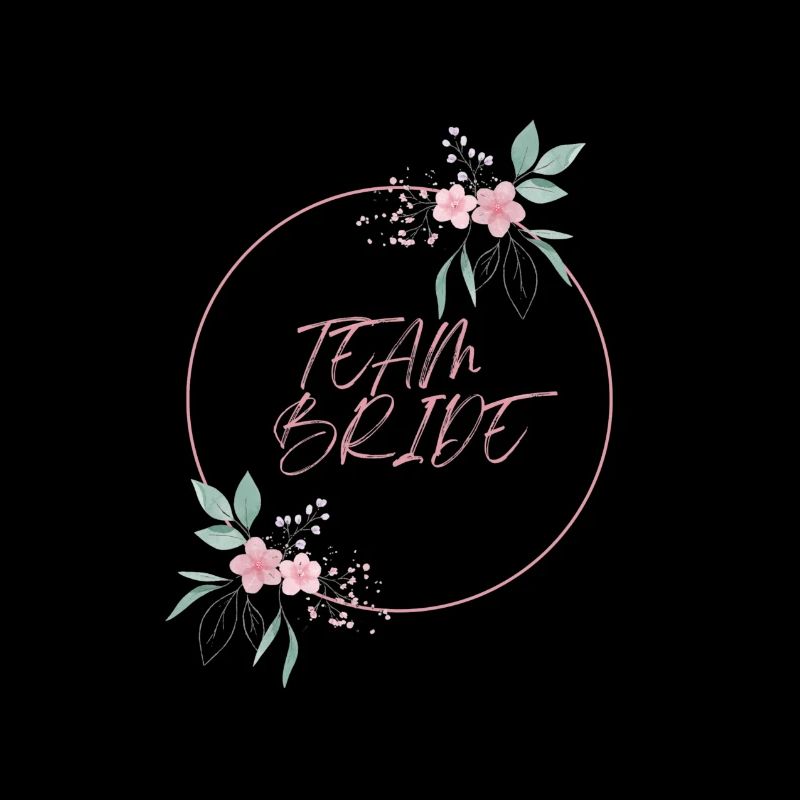 Team Bride Pink Circle Flowers Plain