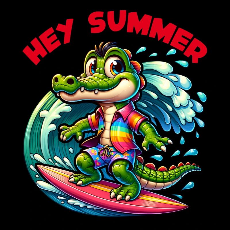 Crocodile sur planche de surf drôle de crocodile surfeur