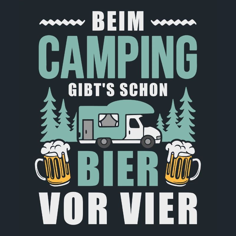 Camping Bier vor vier Wohnmobil Camper