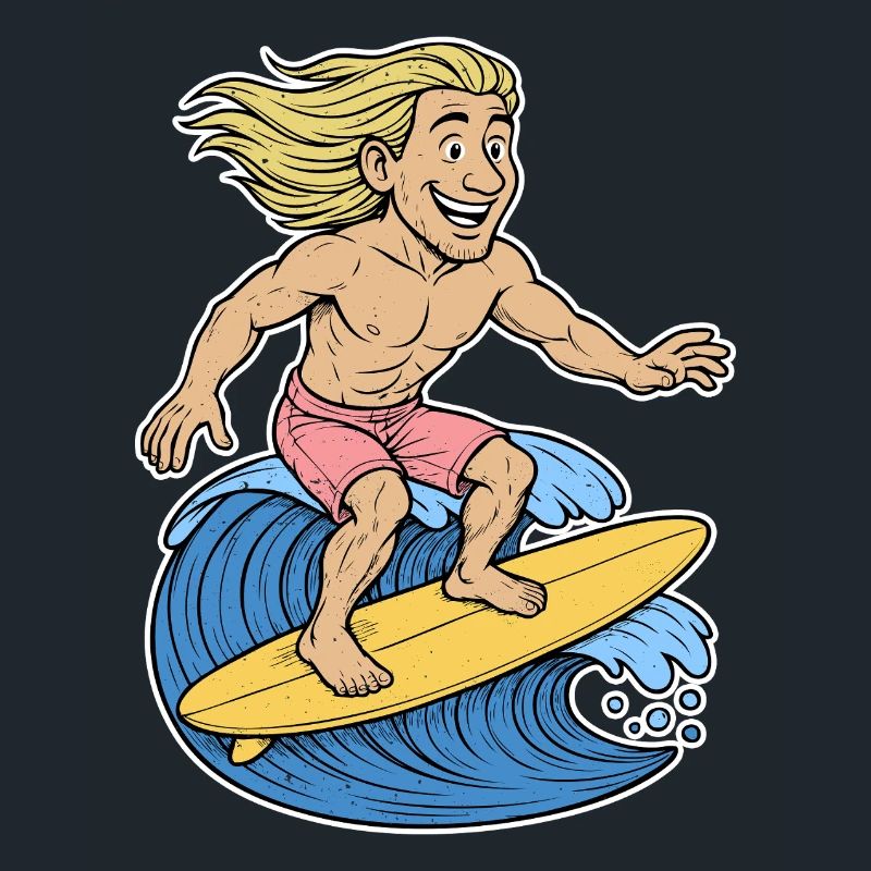 Blonde Surfer on Wave