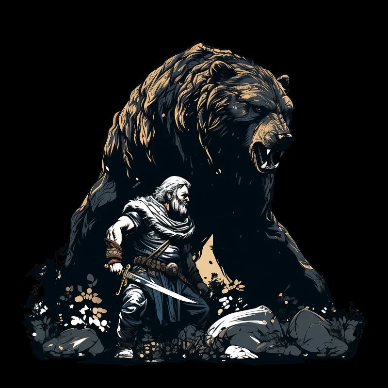 Vikings avec un énorme ours