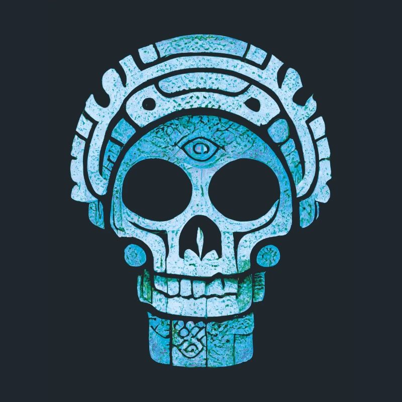 Blue Mayan skull