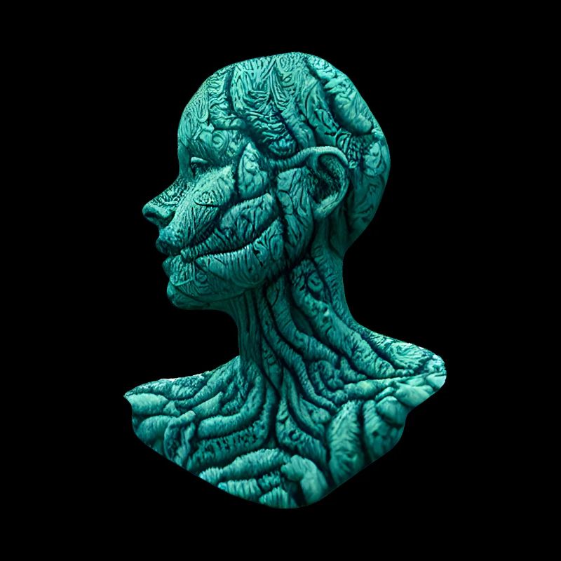 Büste einer Frau in blauer Rinde