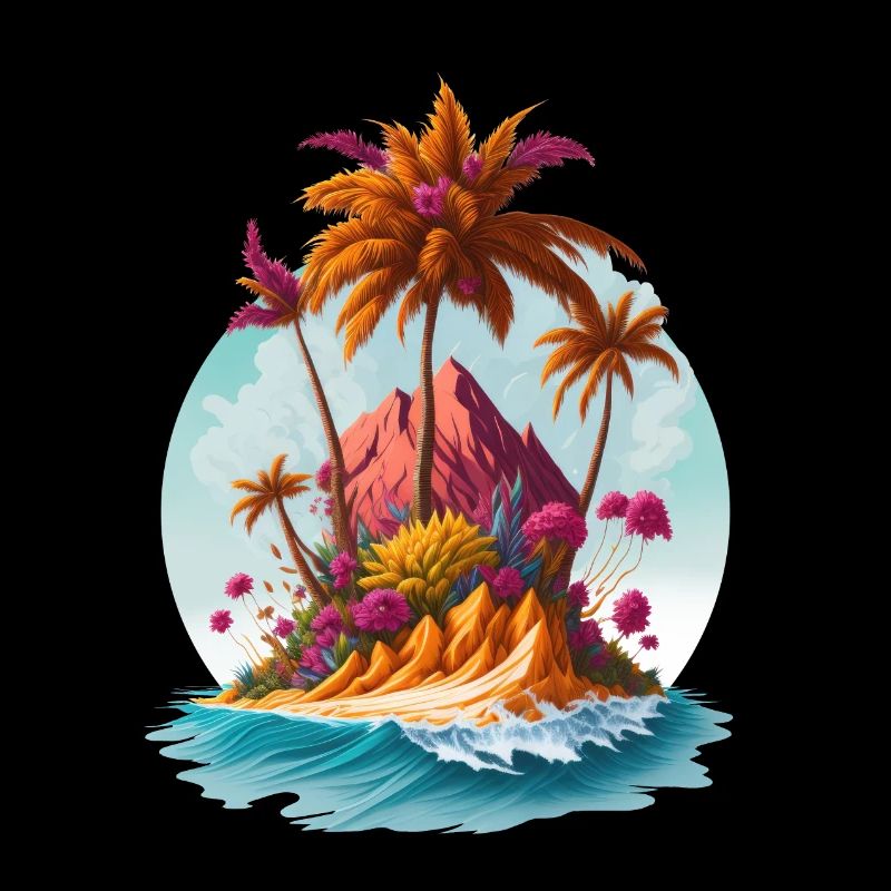 Paradis Island Palm Trees Beach Mer