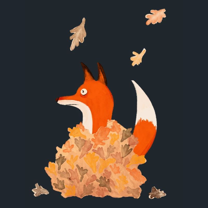 Fuchs mit Blättern