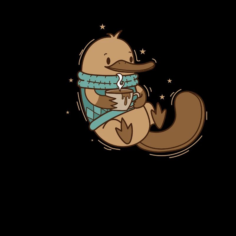 Ornithorynque en hiver avec pull et café