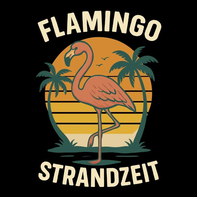 Flamingo Vacances Été Plage Design Rétro