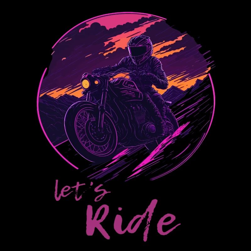 Let's Ride Synthwave Motorradfahrer