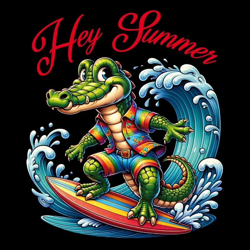 Crocodile sur planche de surf drôle de crocodile surfeur