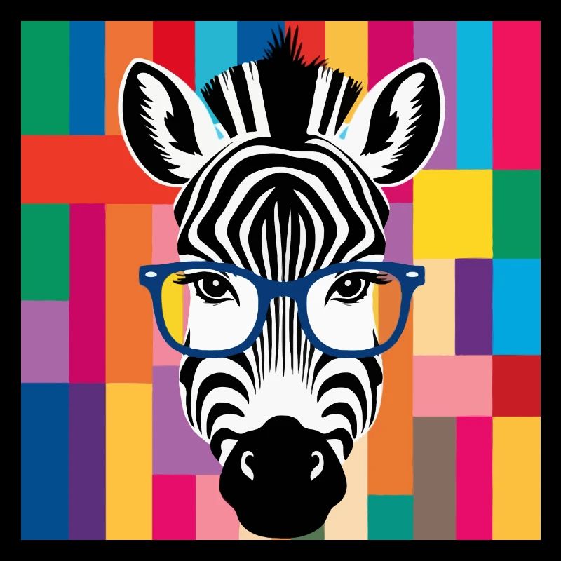 Zebra Cool mit Brille Bunt