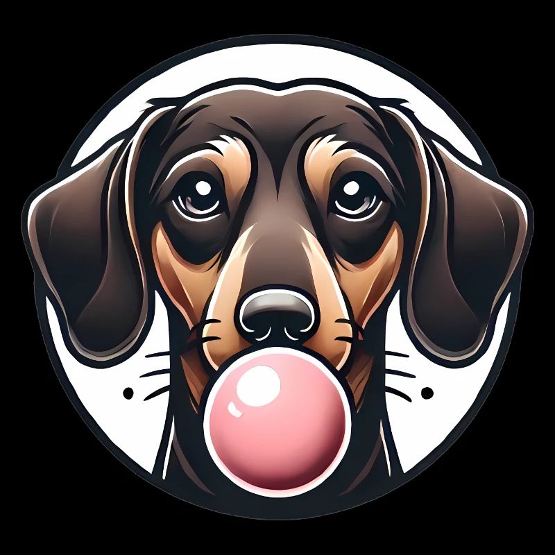 Teckel avec graphique Bubblegum