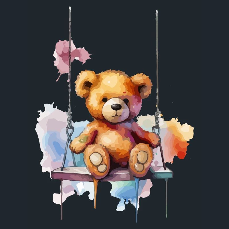 Teddy bear on her swing