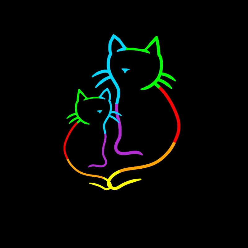 Retro Katze Katzen 80er 90er Regenbogen