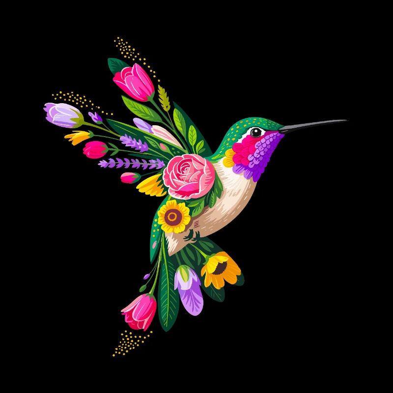 Kolibri Blumen Grafik