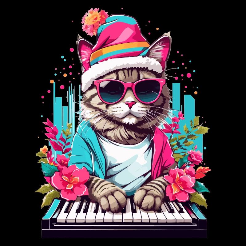 Chat mignon avec piano