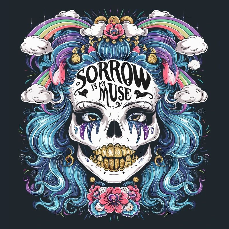 Colorful skeleton with sarcastic saying