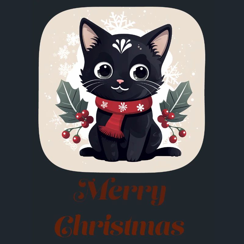 Joyeux Noël de chat noir mignon