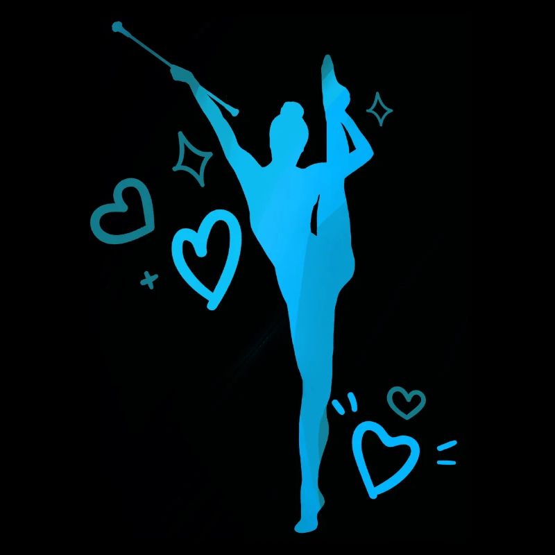 Twirleuse coeurs bleu