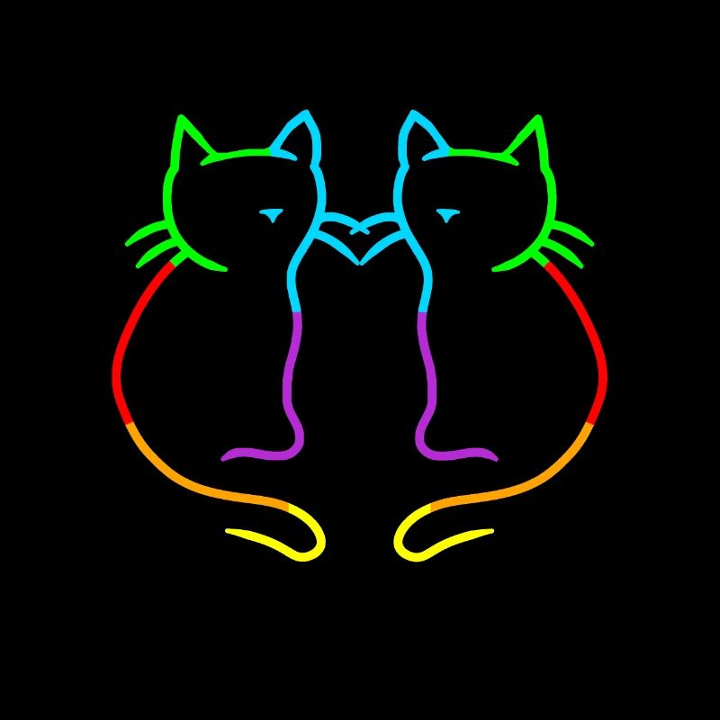 80er 90er Retro Regenbogen Herz Katzen Katze