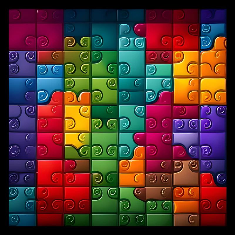 Colorful Rainbow Jigsaw Puzzle Pattern
