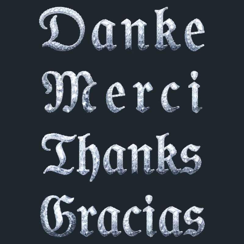 Multilinguale Dankesbotschaft Eiskristall