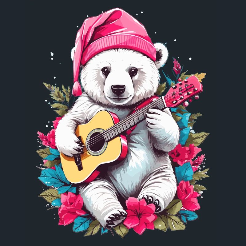 Cute polar bear with guitar