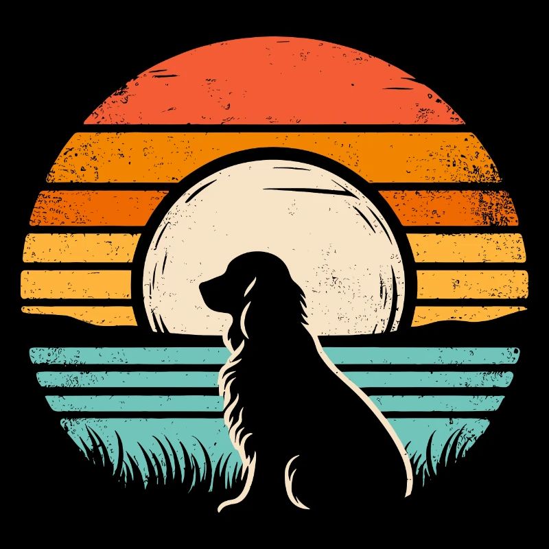 Cocker Spaniel Vintage coucher de soleil foncé