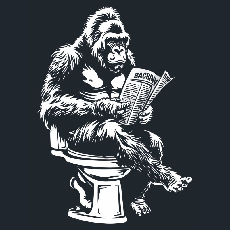 Gorille réfléchi lisant le journal