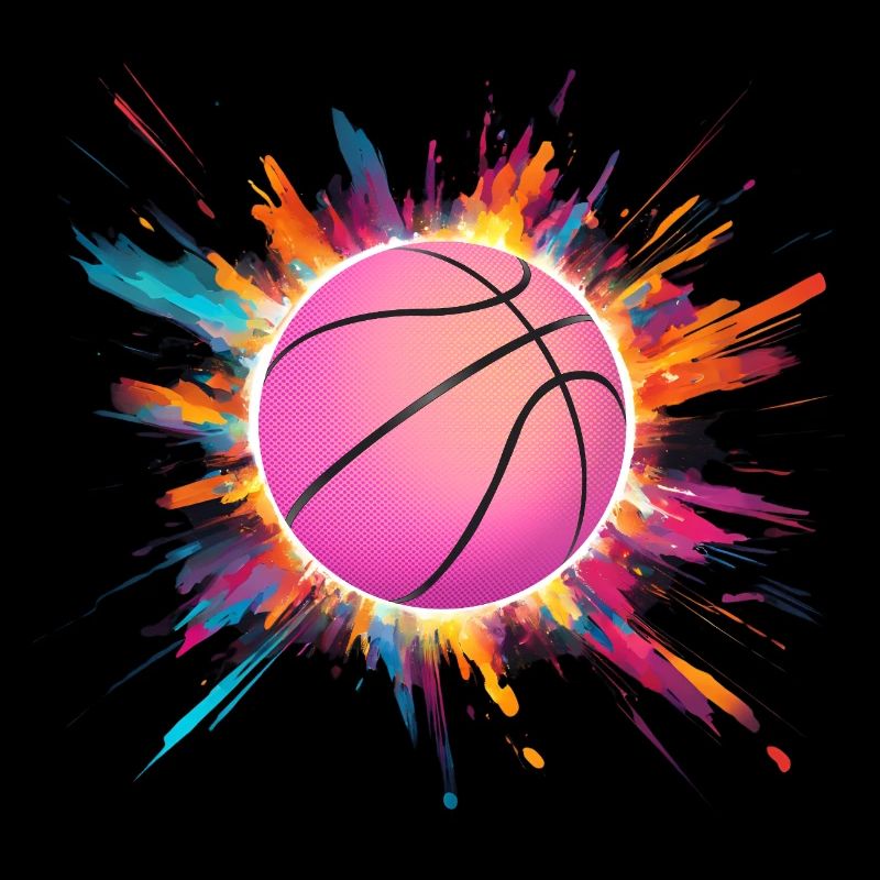 Ballon de basket en rose avec une touche de couleur colorée