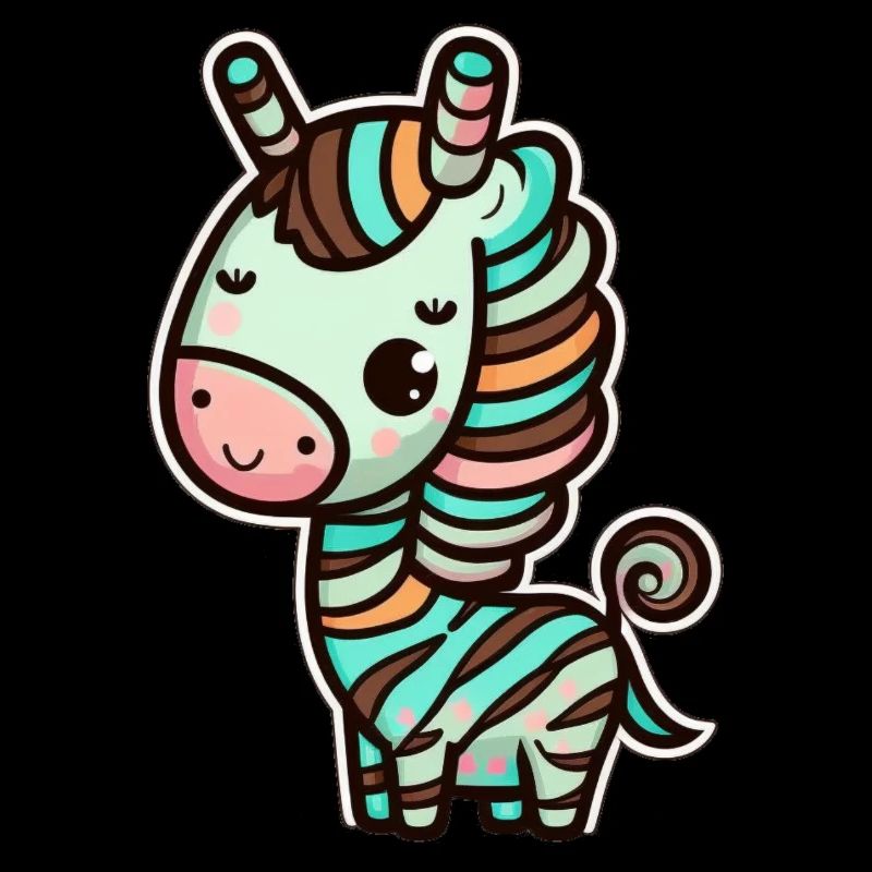 Kawaii Cute Happy Rainbow Zebra