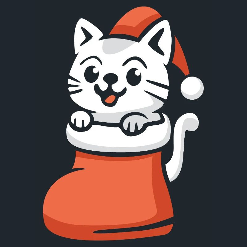 Chat de Noël mignon en bas de Noël dessin animé