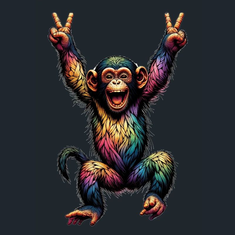 Rainbow Monkey Drapeau arc-en-ciel Rainbowcore