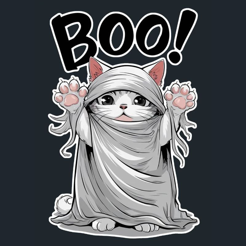 Ghost Cat - Halloween Cute Kitten