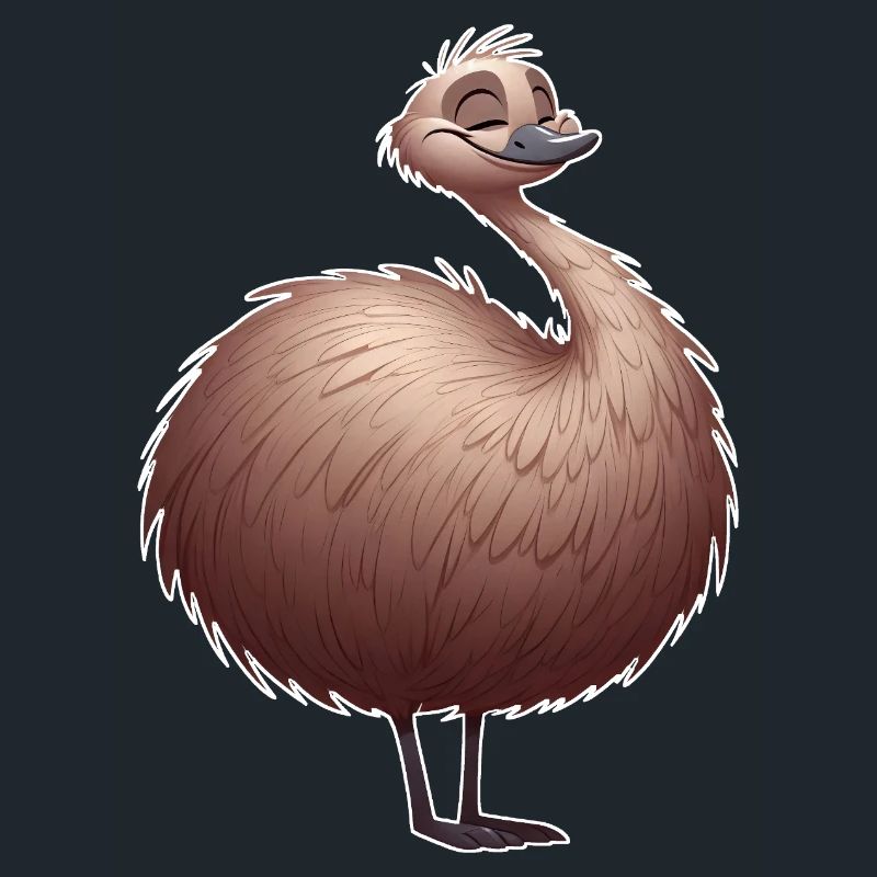 Oiseau émeu mignon dans le style dessin animé