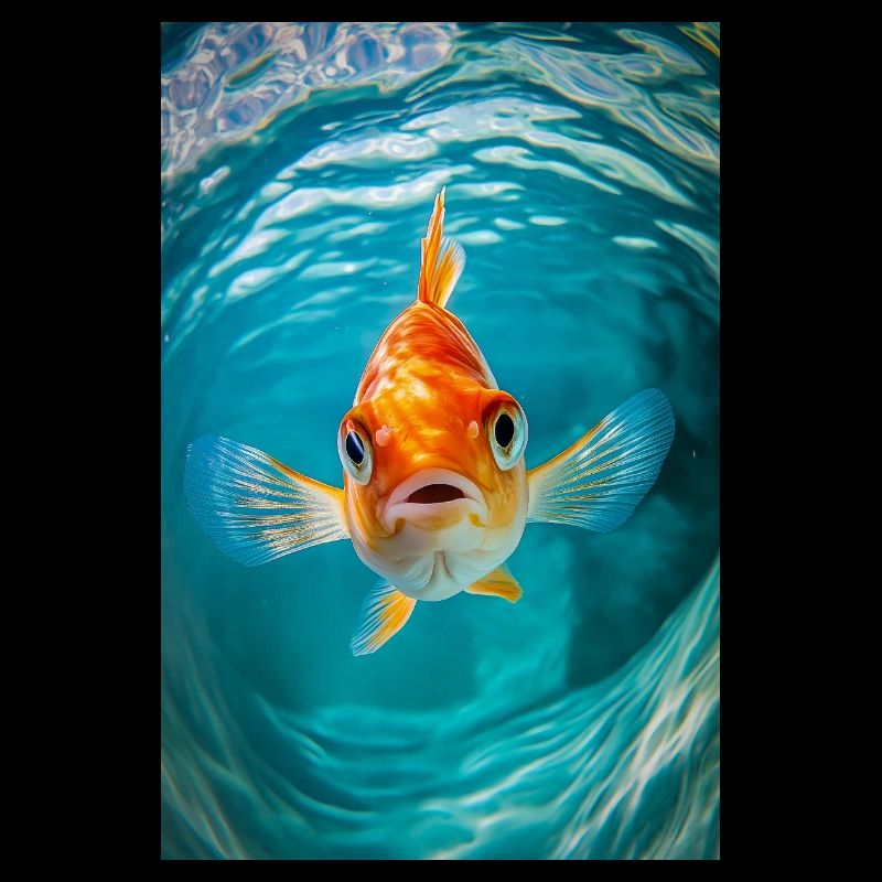 Neugieriger Goldfisch starrt