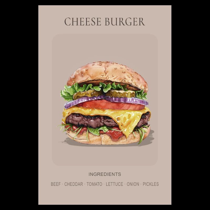 Cheese Burger Poster Food Illustration Kitchen