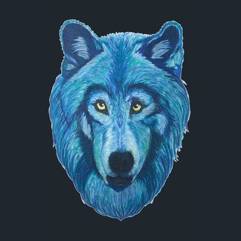 epic wolf wolf head with blue fur
