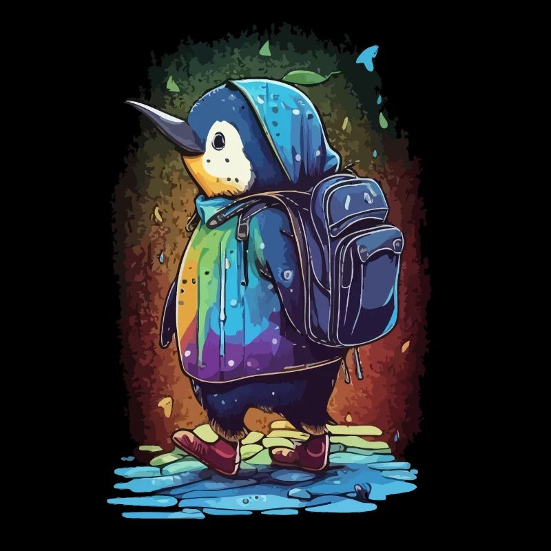 Penguin on the way to school