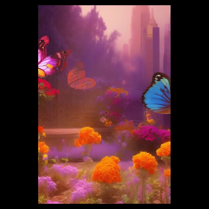Fleurs et papillon