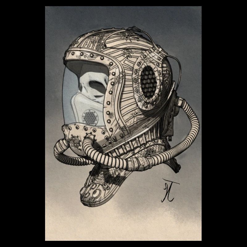 Old Space Helmet monochromatic