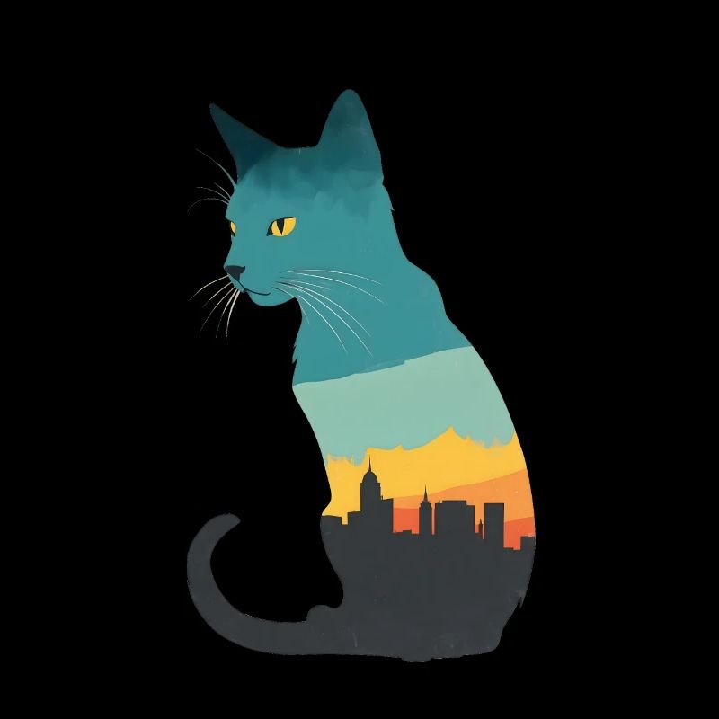Silhouette einer Katze mit urbanem Flair