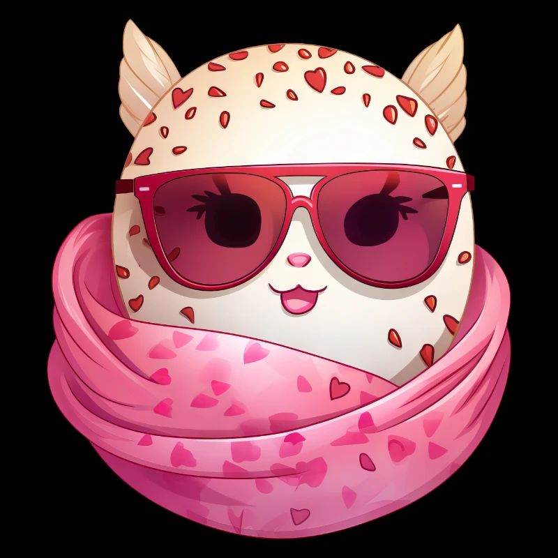 Kawaii Easter egg with ears and sunglasses Funny