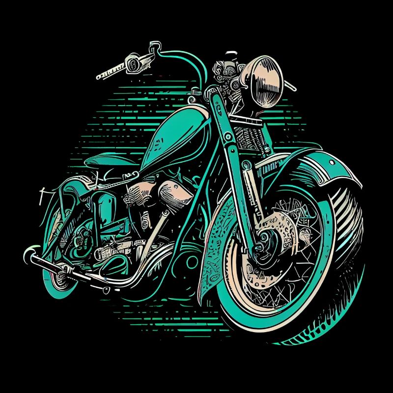 Cool Vintage Motorcycle Chopper en vert bleu