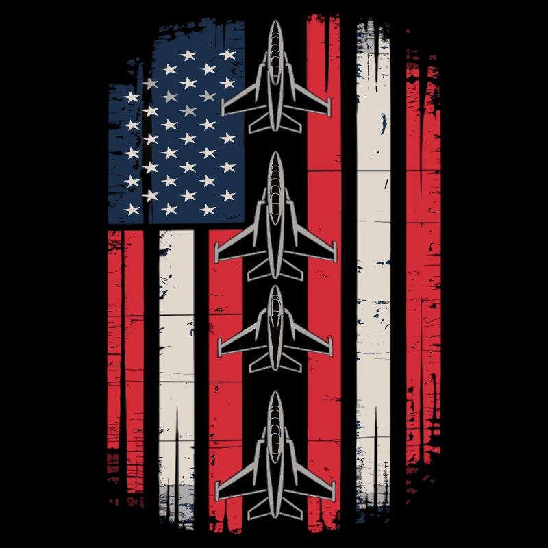 Jet Fighter USA Flag – Pilot Airplane