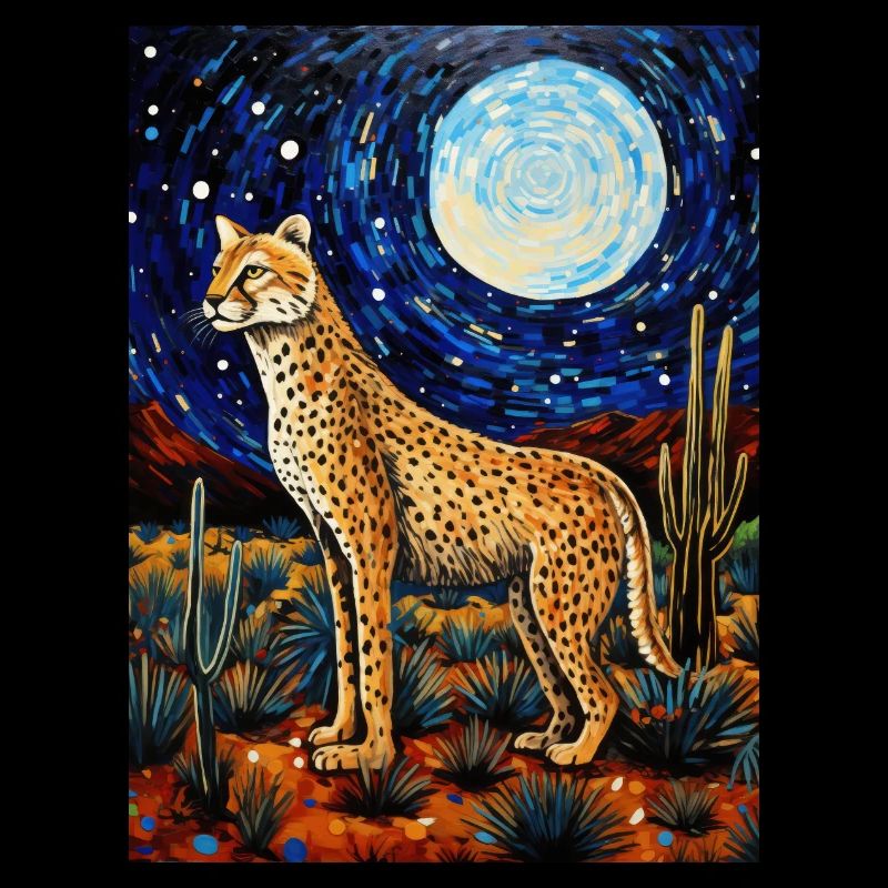 gepard, van gogh, sternennacht, tier