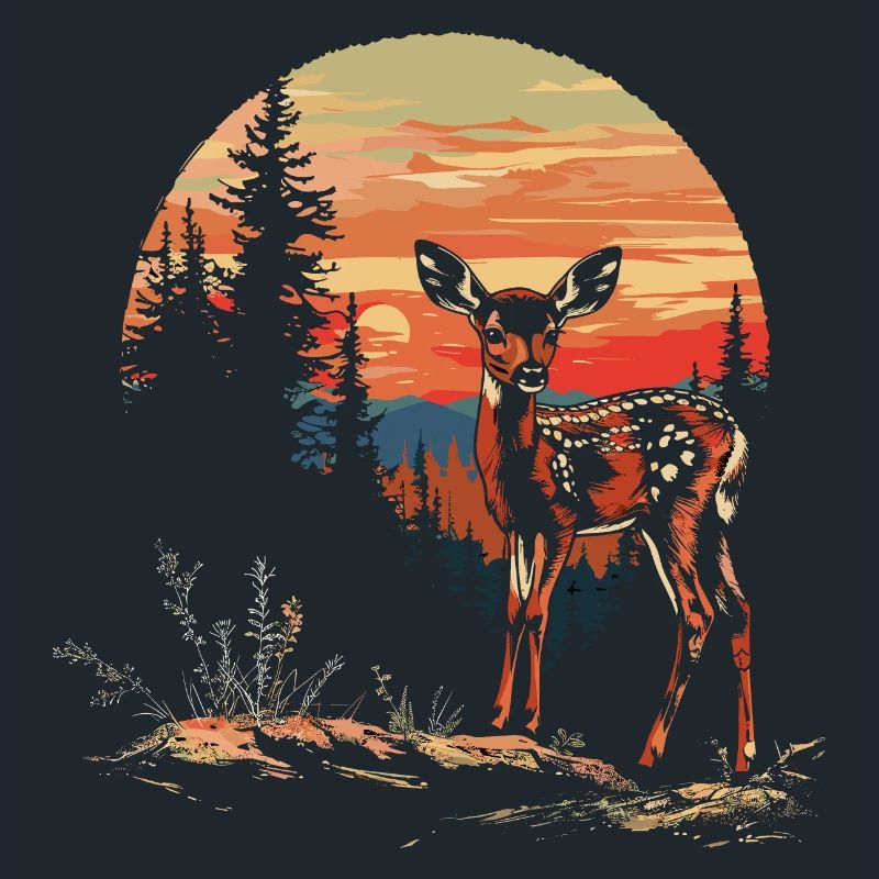 Fawn Deer Forest Deer Nature Sunset