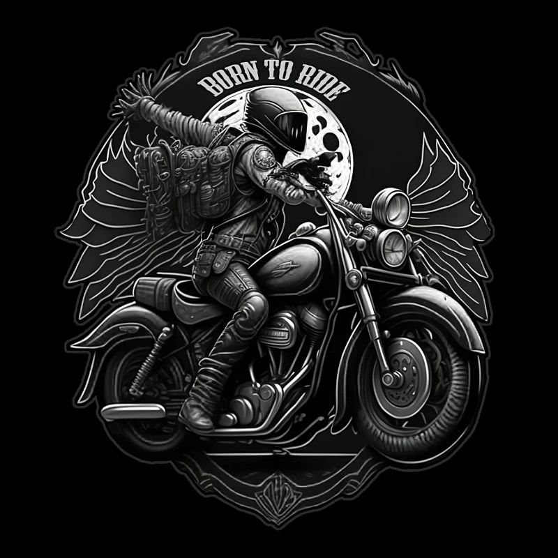 Biker - illustration en noir et blanc