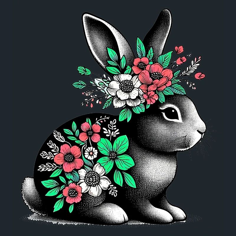Hase mit Blumen